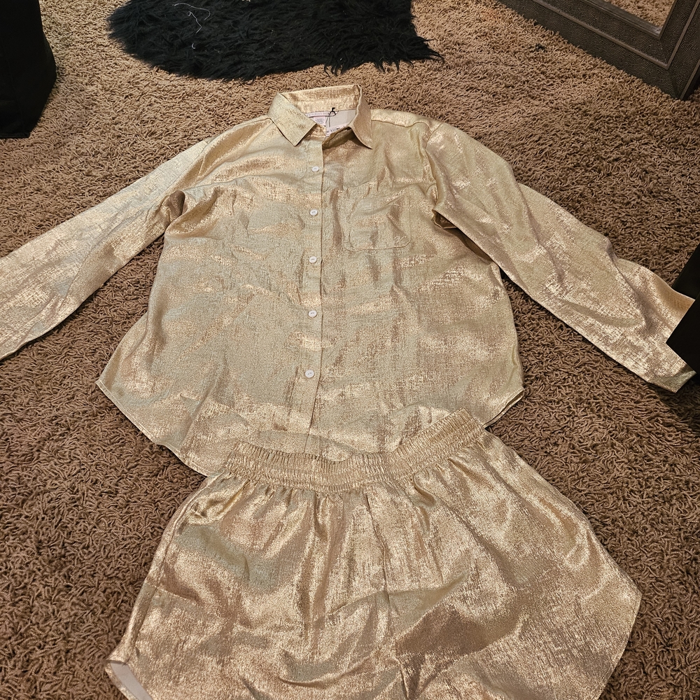 Victoria's Secret Gold Shimmer Shirt